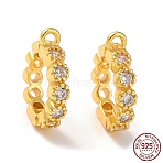 925 Sterling Silver Micro Pave Cubic Zirconia Twister Clasps, Ring, Real 18K Gold Plated, 12x2.5x10mm, Hole: 1mm, Inner Diameter: 6.7mm(STER-K176-16G)