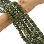 Natural Taiwan Jade Bead Strands, Faceted, Rondelle, 5.5~6.5x4.5mm, Hole: 1mm, about 91~94pcs/strand, 15.35''(39cm)~15.43''(39.2cm)(G-D344-A03)