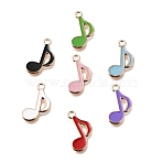 Alloy Enamel Pendants, Musical Note Charms, Golden, Mixed Color, 20x12.5x1mm, Hole: 1.8mm(X-FIND-H066-02G)