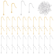 160Pcs 4 Style 316 Surgical Stainless Steel Earring Hooks, with Horizontal Loops, with 200Pcs Plastic Ear Nuts, Golden & Stainless Steel Color, 28~40mm, Hole: 1.8mm, 21 Gauge, Pin: 0.7mm, 40Pcs/style(STAS-DC0011-39)