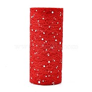 Glitter Sequin Deco Mesh Ribbons, Tulle Fabric, for Wedding Party Decoration, Skirts Decoration Making, Red, 6 inch(150mm), 10yards/roll(OCOR-K004-A01)