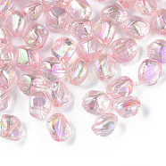 Transparent Acrylic Beads, AB Color Plated, Nuggets, Pink, 10.5x10x8mm, Hole: 1.6mm, about 2300pcs/500g(MACR-S373-131-C05)