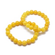 Natural Yellow Jade Bead Stretch Bracelets, Round, Dyed, 2-1/8 inch~2-3/8 inch(5.5~6cm), Bead: 8mm(BJEW-K212-B-038)