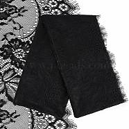 Nylon Eyelash Lace Trim Fabric, for DIY Decorative Clothing Sewing Applique Fabric, Black, 300x75x0.03cm(AJEW-WH0314-66A)
