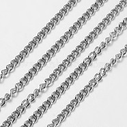 Aluminium Twisted Chains Curb Chains, Unwelded, Oval, Silver, 4.4x2.8x0.8mm(X-CHA-K2101-1)