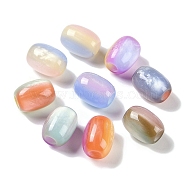 Triple Color Resin European Beads, Large Hole Beads, Imitation Cat Eye, Barrel, Mixed Color, 16x12mm, Hole: 5.2mm(X-RESI-F055-13)