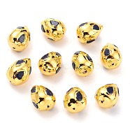 Natural Quartz Beads, with Golden Brass Findings, Dyed, Teardrop, Dark Blue, 17x12.5~13x12.5~13mm, Hole: 1mm(G-B011-12G-B)