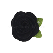 Wool Felt Cabochons, Rose, Black, 50x40mm(FABR-PW0001-113W)