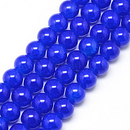 Baking Painted Crackle Glass Bead Strands, Round, Blue, 8mm, Hole: 1.3~1.6mm, about 100pcs/strand, 31.4 inch(DGLA-Q023-8mm-YS16)