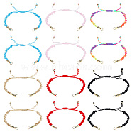 12Pcs 6 Colors Half Finished Braided Nylon Thread Bracelets, with Jump Rings, for Adjustable Connector Bracelets Making, Mixed Color, 6-1/8~11-1/4 inch(15.7~28.5cm), 0.5cm, 2pcs/color(AJEW-NB0003-62)
