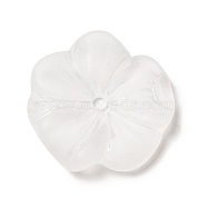 Transparent Acrylic Bead Caps, 5-Petal, Frosted, Flower, White, 23x23x4mm, Hole: 2mm, about 625pcs/500g(MACR-J122-01)