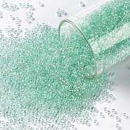 TOHO Round Seed Beads, Japanese Seed Beads, (172D) Dyed Pastel Green Transparent Rainbow, 15/0, 1.5mm, Hole: 0.7mm, about 3000pcs/10g(X-SEED-TR15-0172D)