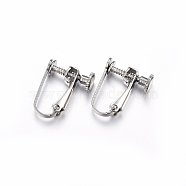 304 Stainless Steel Clip-on Earring Findings, Stainless Steel Color, 15x12.5x5mm(X-STAS-H467-04P)