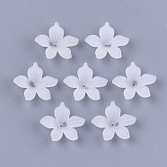 5-Petal Transparent Acrylic Bead Caps, Frosted, Flower, Clear, 20x21.5x5mm, Hole: 1.2mm(FACR-T001-08)