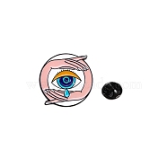 Creative Cartoon Eye Brooch, Black Alloy Enamel Pins, Badge for Clothes Backpack, Teardrop, 30x30mm(PW-WG92283-02)