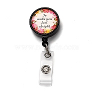 Flat Round ABS Plastic Badge Reel, Retractable Badge Holder, with Platinum Iron Alligator Clip, Colorful, Word, 87mm, Flat Round: 43x32.5x16.5mm(AJEW-I053-37G)