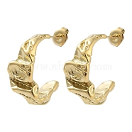 Ion Plating(IP) 304 Stainless Steel Stud Earrings, Half Hoop Earrings, Real 14K Gold Plated, 24x11mm(EJEW-P258-47G)