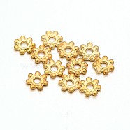 Light Gold Plated Alloy Flower Daisy Spacer Beads, Golden, 4.5x1mm, Hole: 1mm(PALLOY-E385-04KCG)