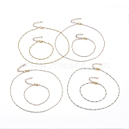 Golden Plated Enamel Stainless Steel Cable Chain Necklaces and Bracelets Sets, with Iron Extension Chain and 304 Stainless Steel Lobster Claw Clasps, Mixed Color, 16.92 inch(43cm), 7-5/8 inch(19.3cm)(SJEW-JS01104)