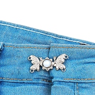 Alloy White Resin Jean Buttons Pins, Waist Tightener, Butterfly, Closure Sewing Fasteners for Garment Accessories, Platinum, 16.5x36x4.5mm(BUTT-PW0001-05F)