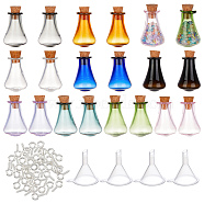 SUPERFINDINGS DIY Wish Bottle Pendant Making Finding Kits, Including Glass Bottles, Iron Screw Eye Pin Peg Bails, Plastic Funnel Hopper, Mixed Color, Bottles: 17x27mm, Inner Diameter: 5.5mm, 18pcs/bag(DIY-FH0004-31)