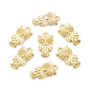 Tibetan Style Alloy Pendants, Halloween, Cadmium Free & Nickel Free & Lead Free, Owl, Golden Color, Size: about 20mm long, 11mm wide, 3mm thick, hole: 2mm(X-TIBEP-0639-G-FF)
