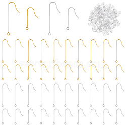 160Pcs 4 Style 316 Surgical Stainless Steel Earring Hooks, with Horizontal Loops, with 200Pcs Plastic Ear Nuts, Golden & Stainless Steel Color, 28~40mm, Hole: 1.8mm, 21 Gauge, Pin: 0.7mm, 40Pcs/style(STAS-DC0011-39)