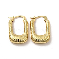 Rack Plating Brass Rectangle Thick Hoop Earrings for Women, Real 18K Gold Plated, 25x16x5.5mm, Pin: 0.8mm(X-EJEW-F288-05G)