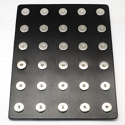 Leather Spring Snap Displays with Brass Snap, Black, 270x210x5mm, Hole: 6mm; Fit Snap Button in 5~6mm knob(SNAP-Q005-01B)