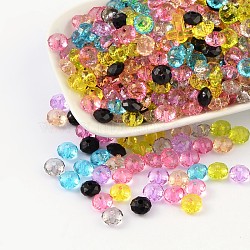 Transparent Acrylic Beads, Faceted Rondelle, Mixed Color, about 8mm in diameter, 5mm thick, hole: 1.5mm, about 2700pcs/500g(PL408Y)