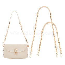 DELORIGIN 2Pcs 2 Style Imitation Leather Bag Handles, with Alloy Chain & Swivel Clasp, Beige, 62.9~100.5x1.8cm, 1pc/style(DIY-DR0001-25A)