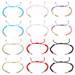 12Pcs 6 Colors Half Finished Braided Nylon Thread Bracelets, with Jump Rings, for Adjustable Connector Bracelets Making, Mixed Color, 6-1/8~11-1/4 inch(15.7~28.5cm), 0.5cm, 2pcs/color(AJEW-NB0003-62)