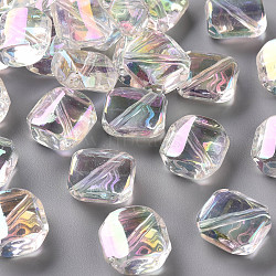 Transparent Acrylic Beads, AB Color Plated, Rhombus, Clear AB, 16.5x16.5x7mm, Hole: 2mm, Side Length: 15x15mm(TACR-S156-011)