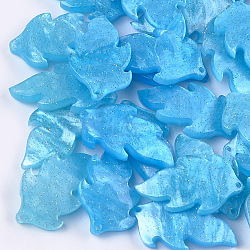 Cellulose Acetate(Resin) Pendants, Leaf, Deep Sky Blue, 25.5x15x4.5~5mm, Hole: 1.2mm(KY-S157-42A)