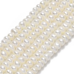 Natural Cultured Freshwater Pearl Beads Strands, Round, Linen, 3.5~4x3~4.5x2.5mm, Hole: 0.6mm, about 133pcs/strand, 14.37''(36.5cm)(PEAR-A005-20-01)