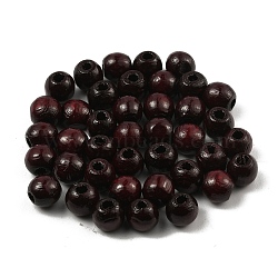 Dyed Natural Wood Beads, Round, Coconut Brown, 6~6.5x6mm, Hole: 1.8mm(WOOD-SZC0001-05)