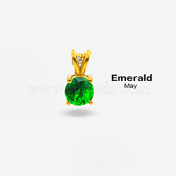 Real 18K Gold Plated Stainless Steel Pendant Necklaces, Cubic Zirconia May Birthstone Necklace for Women, Flat Round, Green, 18-1/8 inch(46cm)(CP2918-5)