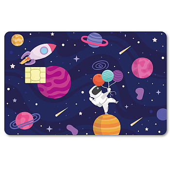 Rectangle PVC Plastic Waterproof Card Stickers, Self-adhesion Card Skin for Bank Card Decor, Planet, 186.3x137.3mm