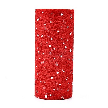 Glitter Sequin Deco Mesh Ribbons, Tulle Fabric, for Wedding Party Decoration, Skirts Decoration Making, Red, 6 inch(150mm), 10yards/roll