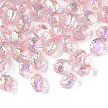 Transparent Acrylic Beads, AB Color Plated, Nuggets, Pink, 10.5x10x8mm, Hole: 1.6mm, about 2300pcs/500g