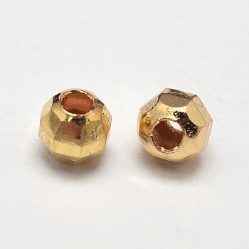 Rack Plating and Vacuum Plating Brass Round Faceted Spacer Beads, Golden, 4mm, Hole: 1.5mm
