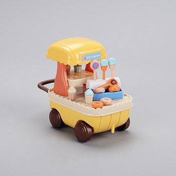 Plastic Truck Miniature Ornaments, Micro Landscape Dollhouse Accessories, Ice Cream Cart, Colorful, Package Size: 135x70x125mm