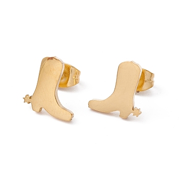 304 Stainless Steel Boot Shape Stud Earrings for Men Women, Golden, 9.5x10mm, Pin: 0.8mm