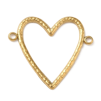 304 Stainless Steel Connector Charms, Heart Links, Real 18K Gold Plated, 19x22x1mm, Hole: 1.5mm