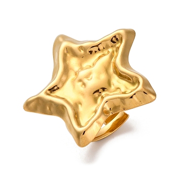 Ion Plating(IP) 304 Stainless Steel Star Open Cuff Rings, Statement Rings for Women, Golden, Star: 28.5x29mm, Inner Diameter: Adjustable