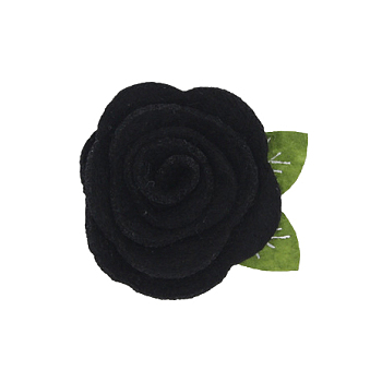 Wool Felt Cabochons, Rose, Black, 50x40mm