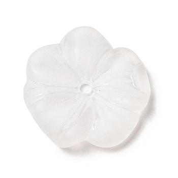 Transparent Acrylic Bead Caps, 5-Petal, Frosted, Flower, White, 23x23x4mm, Hole: 2mm, about 625pcs/500g
