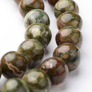 Round Natural Rhyolite Jasper Bead Strands, 8mm, hole: 1mm, about 47~48pcs/strand, 15 inch