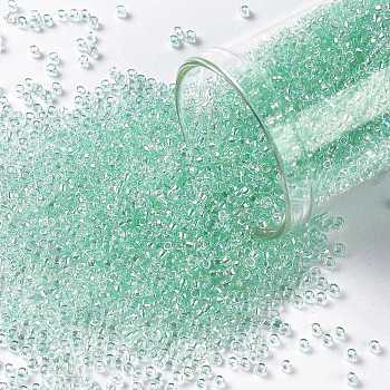 TOHO Round Seed Beads, Japanese Seed Beads, (172D) Dyed Pastel Green Transparent Rainbow, 15/0, 1.5mm, Hole: 0.7mm, about 3000pcs/10g