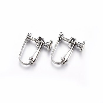 304 Stainless Steel Clip-on Earring Findings, Stainless Steel Color, 15x12.5x5mm
